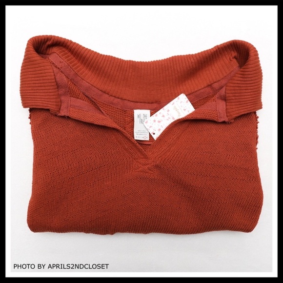 FREE PEOPLE SWEATER PULLOVER V-NEVK HENLEY A2C - Picture 5 of 8